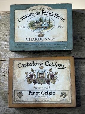 Vintage Wine Label Art Set of Two